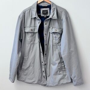 CQR Flannel Lined Shirt Jacket Rugged Brushed Cotton Gray Plaid Lining Men’s XL